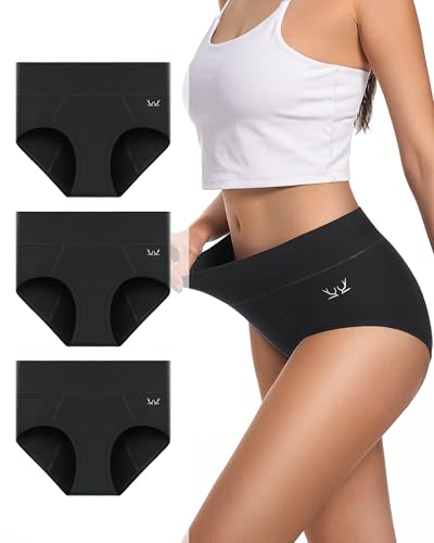 Period Underwear For Women Heavy Flow, Leakproof Panties High Waisted Cotton Postpartum Teens Hipster Briefs 3 Pack
