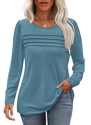 Cuptacc Langarmshirt Damen Elegant Rundhals Longshirt Damen Langarm...