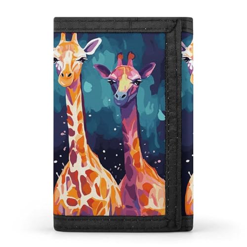 Colorful Giraffe Fans Lovers Trifold Wallet for Men - Money Clip Slim Wallets with Multiple Card Slots Minimalist Small Front Pocket Wallet for Everyday Carry