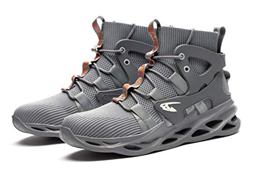 Luolocsn Mens Work Safety Steel Toe Boots For Women Lightweight Breathable Industrial & Construction Shoes Gray 43/11.5 Women/9.5 Men #TOP4