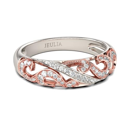 Bague de fiançailles en argent Jeulia aux volutes bicolores
