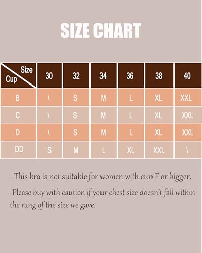 OXYIBRAS Women's Bralettes Non Wired Plunge Scalloped Padded Wireless Comfort Everyday Bra Beige M - Image 2