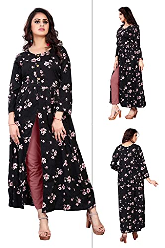 Image of H.E HAMZA ENTERPRISER Printed Crepe Material Brown Western Dress For Women