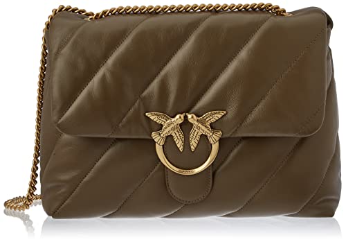 Pinko Love Big Puff Maxi Quilt 6 Cl, Bolso para Mujer, L66q_Verde Kaki-Antique Gold, Talla única