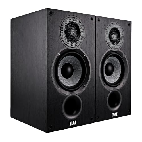 Image of ELAC Debut 2.0 B5.2 Bookshelf Speakers, Black (Pair) - 1 inch Cloth Dome Tweeter & 5.25 inch Aramid Fiber Woofer - 2-Way Bass Reflex - Up to 35,000 Hz Response