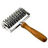 Gitterschneider Edelstahl Gitter Roller Holzgriff Backwalze für Kuchenkruste Pizza Rindfleisch Wellington