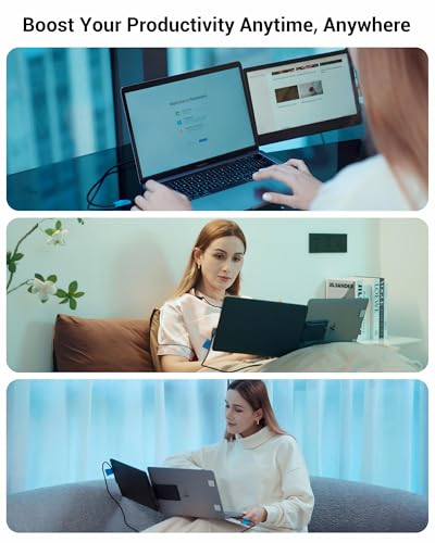 Image of Laptop Screen Extender, 11.6 inch HD Dual Screen Monitor for Laptop Portable | 360 Rotation, Adjustable Stand, 1.2lbs Ultra-Slim Lightweight,Plug & Play, Mini HDMI /USB Type-C, Windows /Mac /Android