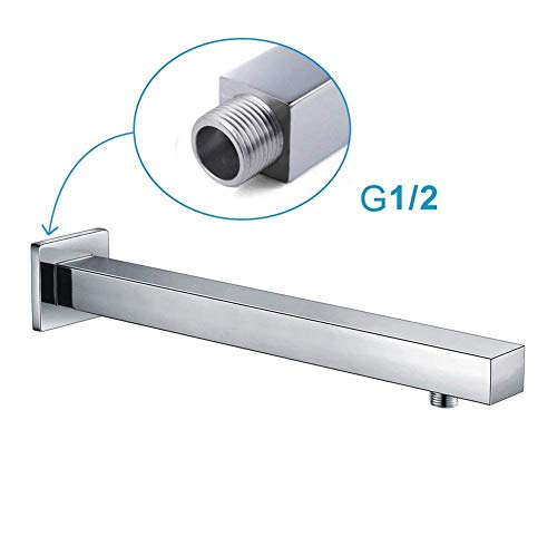 Image of TOSCH Stainless Steel 304 Square Premium Shower Arm Heavy for Overhead Showers with FLANGE (24 Inches, Chrome Plated)
