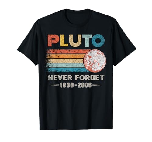 Gráfico retro de ciencia espacial Never Forget Pluto, regalo vintage Camiseta