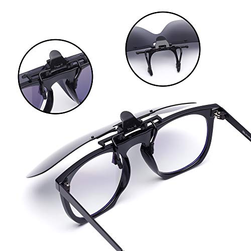 JM Polarized Clip on Sunglasses Frameless Flip Up One Piece Shield Lens for Prescription Glasses4