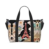 Sacs de voyage imperméables et durables : ce sac de voyage Paris Tour Eiffel est fabriqué en tissu Oxford imperméable haute densité, qui est durable, imperméable et résistant aux déchirures, assurant que vos effets personnels sont protégés de l'eau et du sable. Son matériau de haute qualité assure une performance durable et est idéal pour tous vos besoins de voyage.