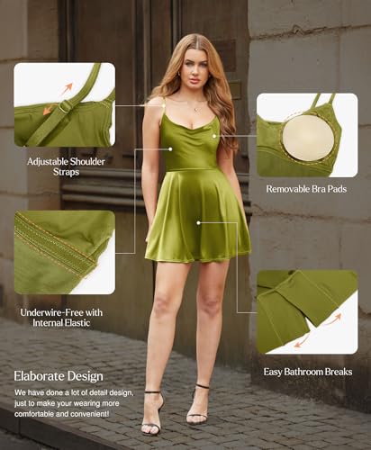 Image of Popilush Mini Corset Dress with Built in Bra, A-line Shapewear Dresses | Spaghetti Strap, Birthdays, Celebrations, Cocktail Parties and Date Nights