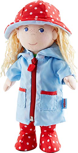 HABA Puppen-Kleiderset Regenzeit – Bekleidungsset für Puppen 30 bis 34 cm – Waschbar bei 30°C – Fördert Feinmotorik & Rollenspiel – 1303255001