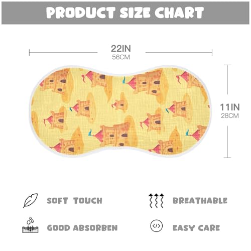 Sandcastel Summer Cotton Muslin Burp Cloth Easy Care Feeding Cloth for Unisex boy and Girl Set of 2, 22x11in4