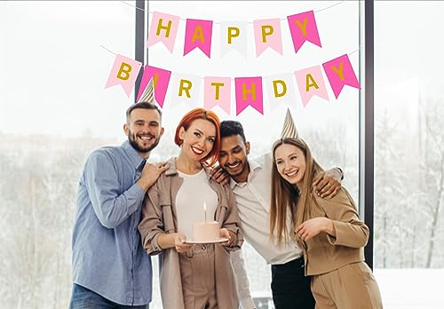 Image of Happy Birthday Banner Decoration with Shiny Letters Glitter Mixed color Birthday Banner Sign Birthday Party Decorations Supplies