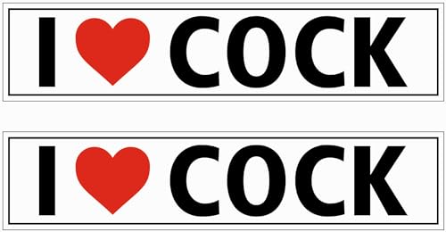 I Love Cock Pack of 2 Funny Bumper Self Adhesive Vinyl Sticker Car Van Bike Joke Sticker Decal180mm by 40mm Each