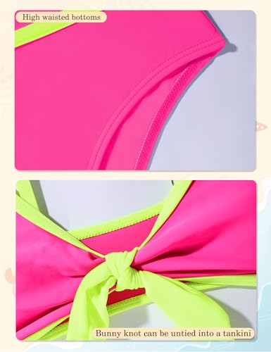 Image of Girls Swimsuit Bikini Set and Cover Up Skirt 3PCS Bathing Suit Removable Knot Dual-Use Girls Swimsuits Size 7-16