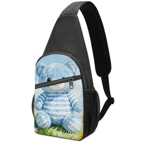 Sac bandoulière rayé bleu Teddy étanche pour homme et femme