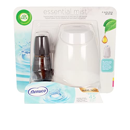 Air Wick Essential Mist - Aparato y recambio de ambientador difusor, esencia para casa con aroma a nenuco - pack de 1 aparato y 1 recambio