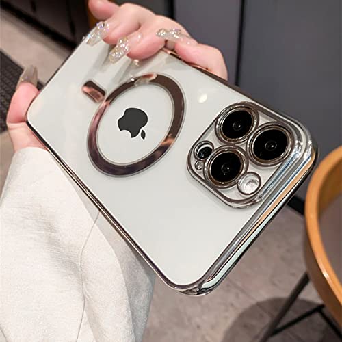 Coque magnétique pour iPhone 13 Mini transparente avec protection antichoc argent