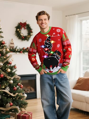 Somsoc Led Light Up Ugly Christmas Sweater For Women Men, Xmas Jumpers Funny Knitted Sweaters With Light Bulbs 2 Somsoc Led Light Up Ugly Christmas Sweater For Women Men, Xmas Jumpers Funny Knitted Sweaters With Light Bulbs - Image 3