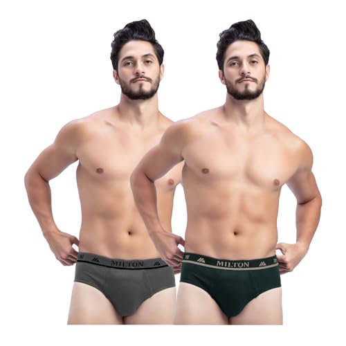 Image of Milton Mens Pure Cotton Solid Briefs|Soft Breathable Underwear for Men|Outer Elastic Comfort Fit Waistband|Skin-Friendly Essentials|Multi-Color, Color Name May Vary as per Availability|Pack of 2