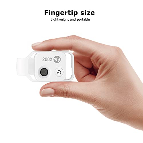 Image of Phone Microscope, 200X Microscope Mini Microscope with LED Light, Portable Digital Microscope Camera Attachments for Smartphone Accessories (White)