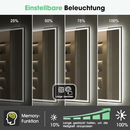S'bagno 140x80cm Rahmenloser Bluetooth Badezimmerspiegel-mit-Beleuchtung – Ansicht 5