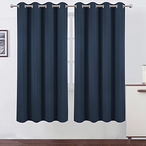 Image of LEMOMO Navy Blue Blackout Curtains /52 x 72 Inch /Set of 2 Panels Room Darkening Curtains for Bedroom