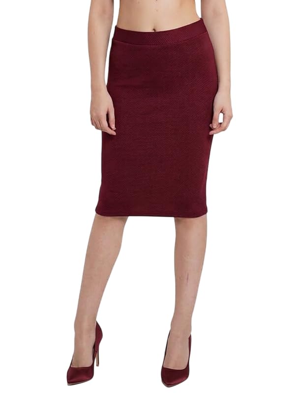 Women’s Solid Pencil Skirt | Knee-Length Office Wear Skirt | Formal & Casual | Elastic Waistband | Summer Fashion for Women-image-49