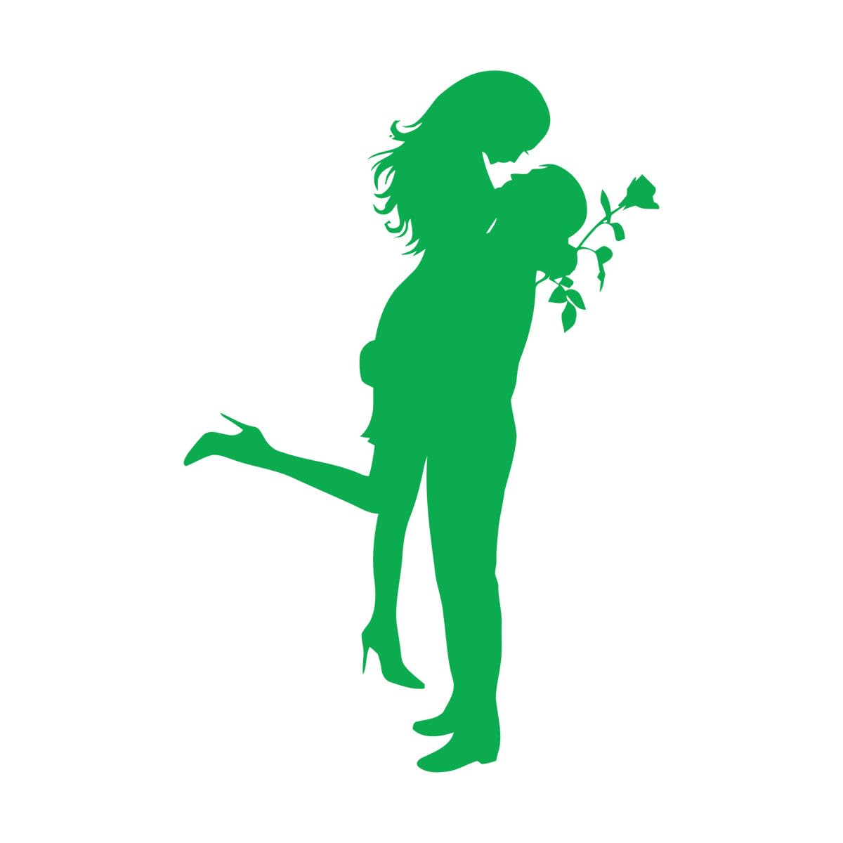 Romance Hug's Couple Wall Vinyl Decal Couple's Love Valentines Day Romantic Rose Bedroom Wall Sticker Removable Art Decor Large - 46x68cm — image 1