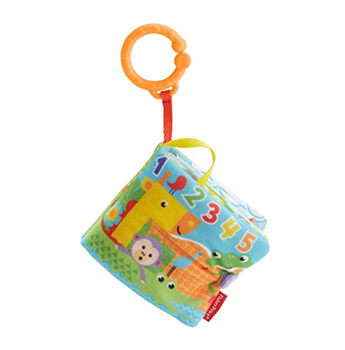 Fisher-Price FGJ40 - Kleines Spielbuch weiches Baby Buch, inkl. 1 abnehmbares Spielzeug, Babyspielzeug ab der Geburt, Multicolour