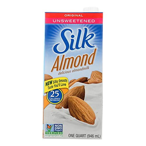 Silk pure almond milk - unsweetened vanilla - case of 6 - 32 fl o…