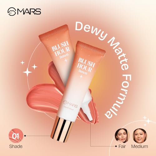 MARS Liquid Blush Hour | Dewy-Matte Finish | Highly Pigmented | Lightweight & Long-Lasting Formula | Effortless Application (12 ml) (01-DAWN) - Image 3