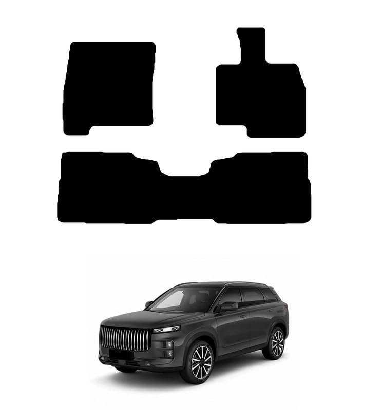 GCM - Car Mats for Jaecoo 7 HEV 2026 to Present Tailored Car Carpet Car Mats Set with Accessories Anti-Slip Car Floor Mats Waterproof Easy to Clean - Black Edging Carpet