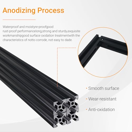 CNCYEAH 4 Stück 1000mm Aluminiumprofil Extrusions Linearschiene Europäische Norm 20X20 T Typ Aluminium profil+4pcs L-Winkelsteckverbinder+50pcs T-Mutter+1pcs Schraubenschlüssel für 3D-Drucker CNC – Bild 5