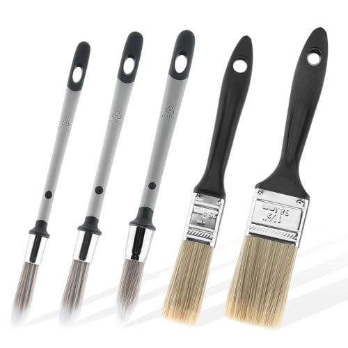 homfanseec Small Paint Brush, 5pcs Trim Painting Tool, Touch Up Paint Brushes for Walls, Edge Painting Tool, Round Paint Brush for House Wall Corners Edges, Trim Paint Brushes