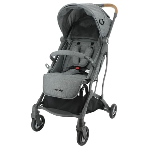 Poussette compacte CASSY 6-48 mois, légère et maniable - pliable à une main - Sac de transport et porte gobelet inclus - Nania (gris)