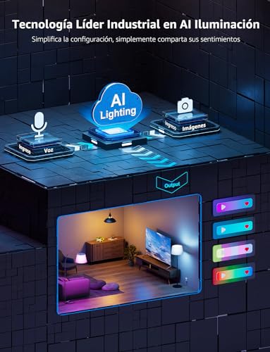 Lepro B1 AI Bombilla Inteligente,Iluminación Generada por AI LLM 9W WiFi RGBCCT Regulable Bombilla E27,Reconocimiento Preciso de AI,Sync de Música,Control Remoto Funciona con Alexa,Google Home,2Pcs