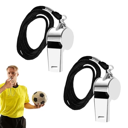 YUGUOLAN 2 Stück Trillerpfeife Sportunterricht, Schiedsrichter Pfeife, Trillerpfeife Kinder, Edelstahl Sportpfeifen, Profi Whistle Mit Schlüsselband, Für Schulsport, Fußball, Hundetraining YUGUOLAN 2 Stück Trillerpfeife Sportunterricht, Schiedsrichter Pfeife, Trillerpfeife Kinder, Edelstahl Sportpfeifen, Profi Whistle Mit Schlüsselband, Für Schulsport, Fußball, Hundetraining