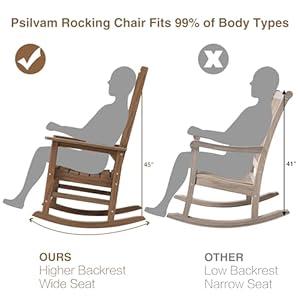 Psilvam Outdoor Rocking Chair Poly Lumber Oversized Rocking Chair with 21 Wide Seat and 32 Tall Backrest Pre Assembled with Most Components for Effortless InstallationBright Brown