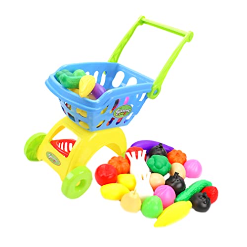TOPofly Supermarkt Einkaufsspielzeug, Karrentrolley für Kinderspiel -Set umfasst 24 Lebensmittel Fruchtfrucht Gemüse… – Bild 4