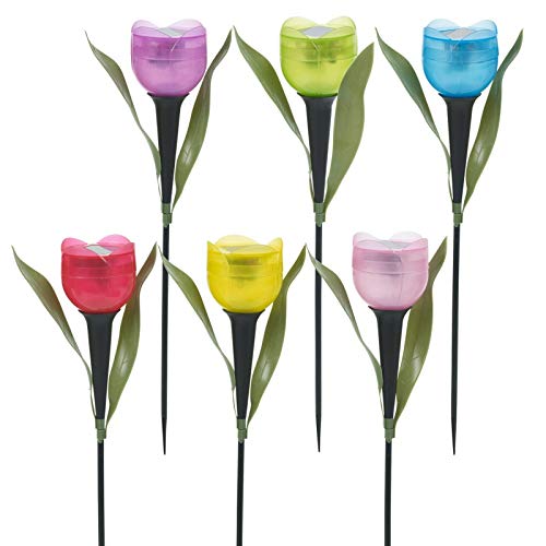 ausuky Lot de 6 lampes solaires LED en forme de tulipe pour décoration de jardin