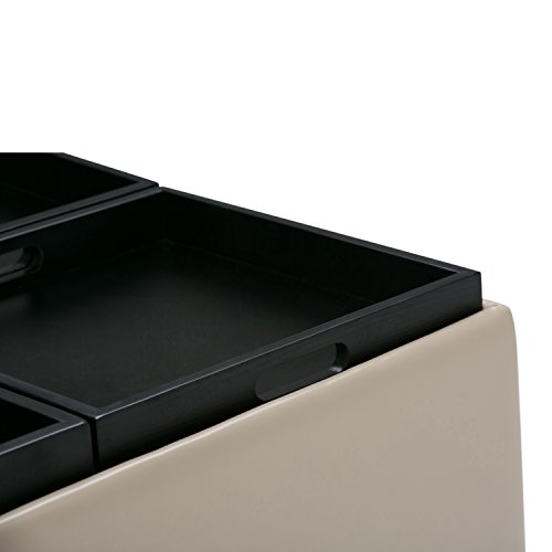 SIMPLIHOME Avalon Wide Contemporary Square Coffee Table Storage Ottoman, Satin Cream, Table Ottoman - Thumbnail 6