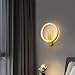 Eberow Modern Gold Brass LED Wall Sconce, Nordic Geometric Circle Ring Design, Copper 3-Color Dimmable Light Fixture for Bedroom, Living Room