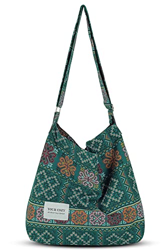 Image of Hobo Crossbody Bag for Women - Large Cotton Tote Shoulder Purse | Adjustable Strap