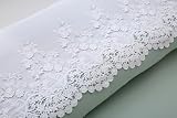 White Lace Top Sheet with 3D Flowers Retro Noble Luxury Elegant Look Laced Flat Sheet 100% Cotton Full Size 1 Piece