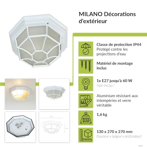 Plafonnier extérieur E27 60W luminaire rustique terrasse balcon - 3