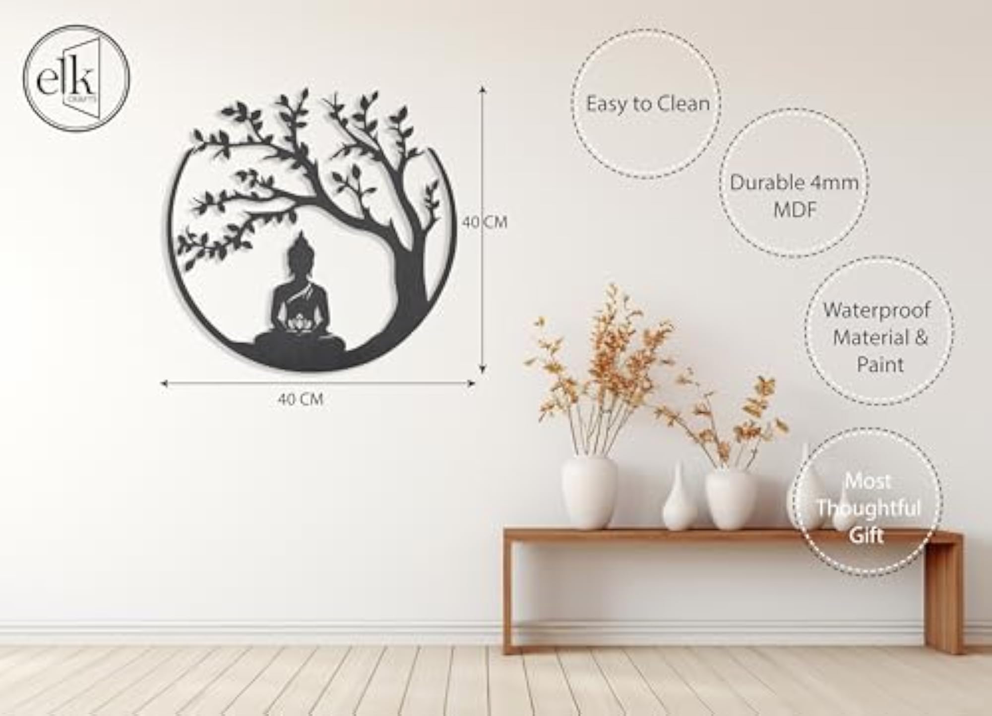 3D Wooden Buddha Wall Decor