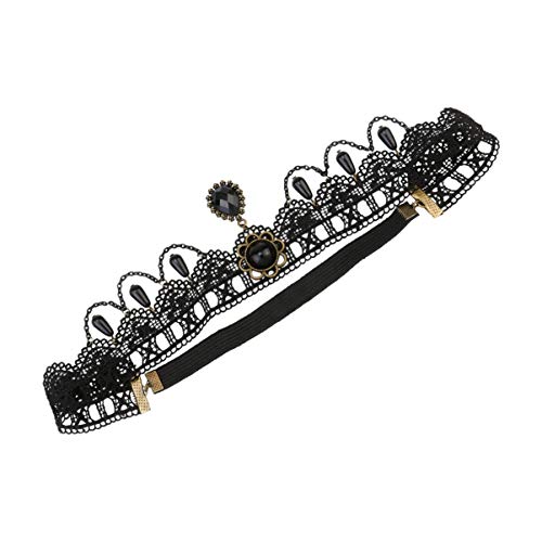 Black Gothic Lace Hairband Flower Elastic Crown Headband Vampire Headpiece for Halloween Costume Accessory Cosplay - Image 3